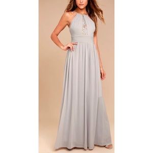 Lulu’s Gray Cherish the Night Maxi Dress